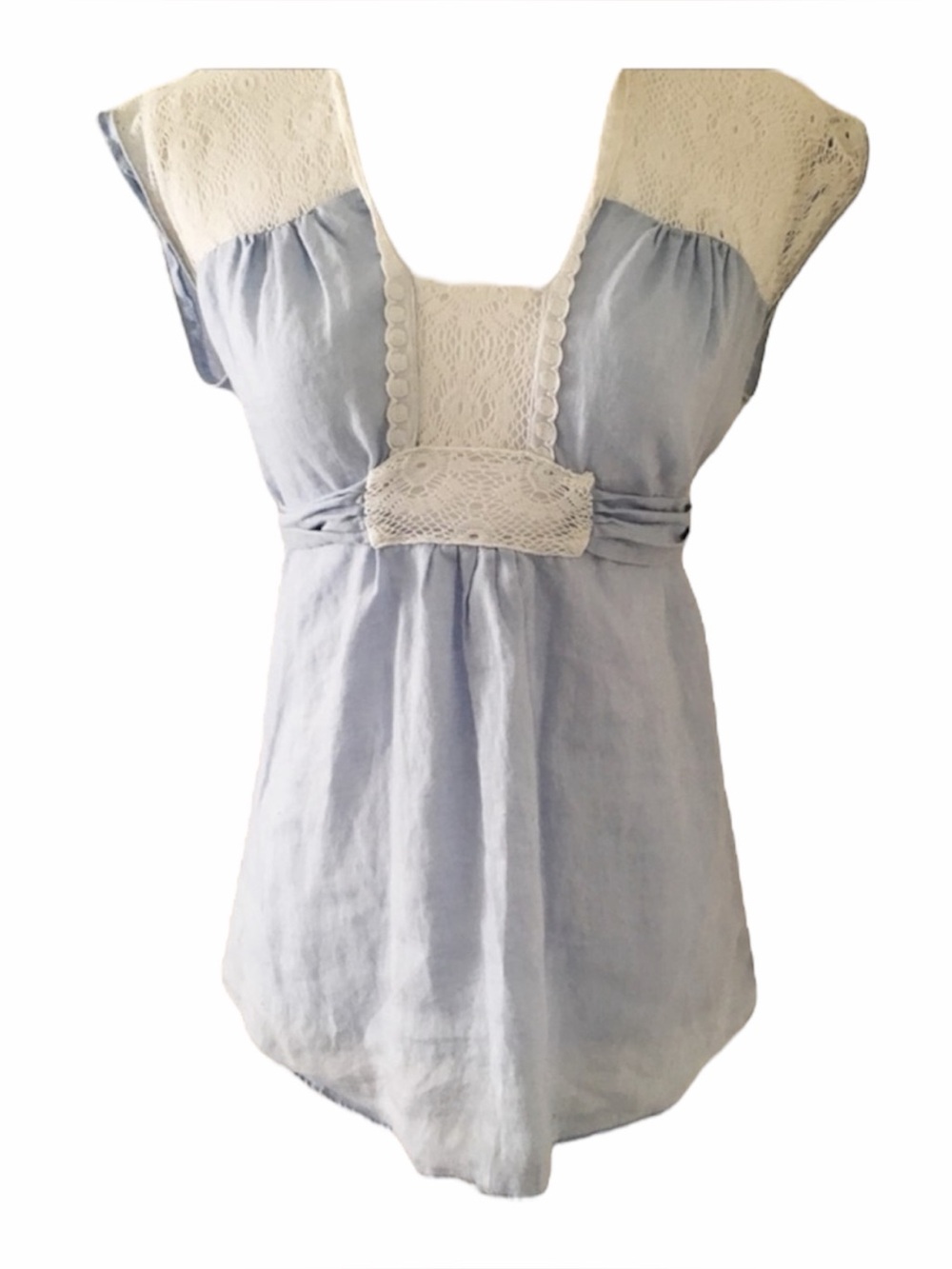 Vintage Blue & White Tunic Style Blouse